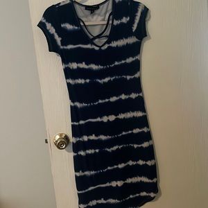 Blue and white tie dye striped dress.